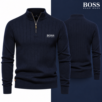 Navy Blue colour variant of the HB Ribbed Quarter-Zip Jumper
