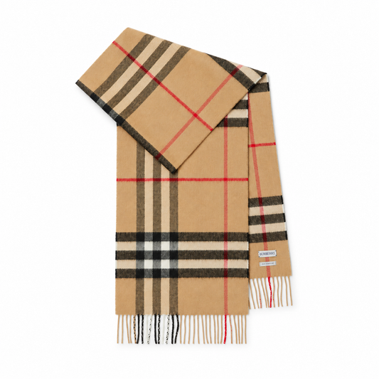 BB Check Cashmere Scarf — Archive beige — hero front