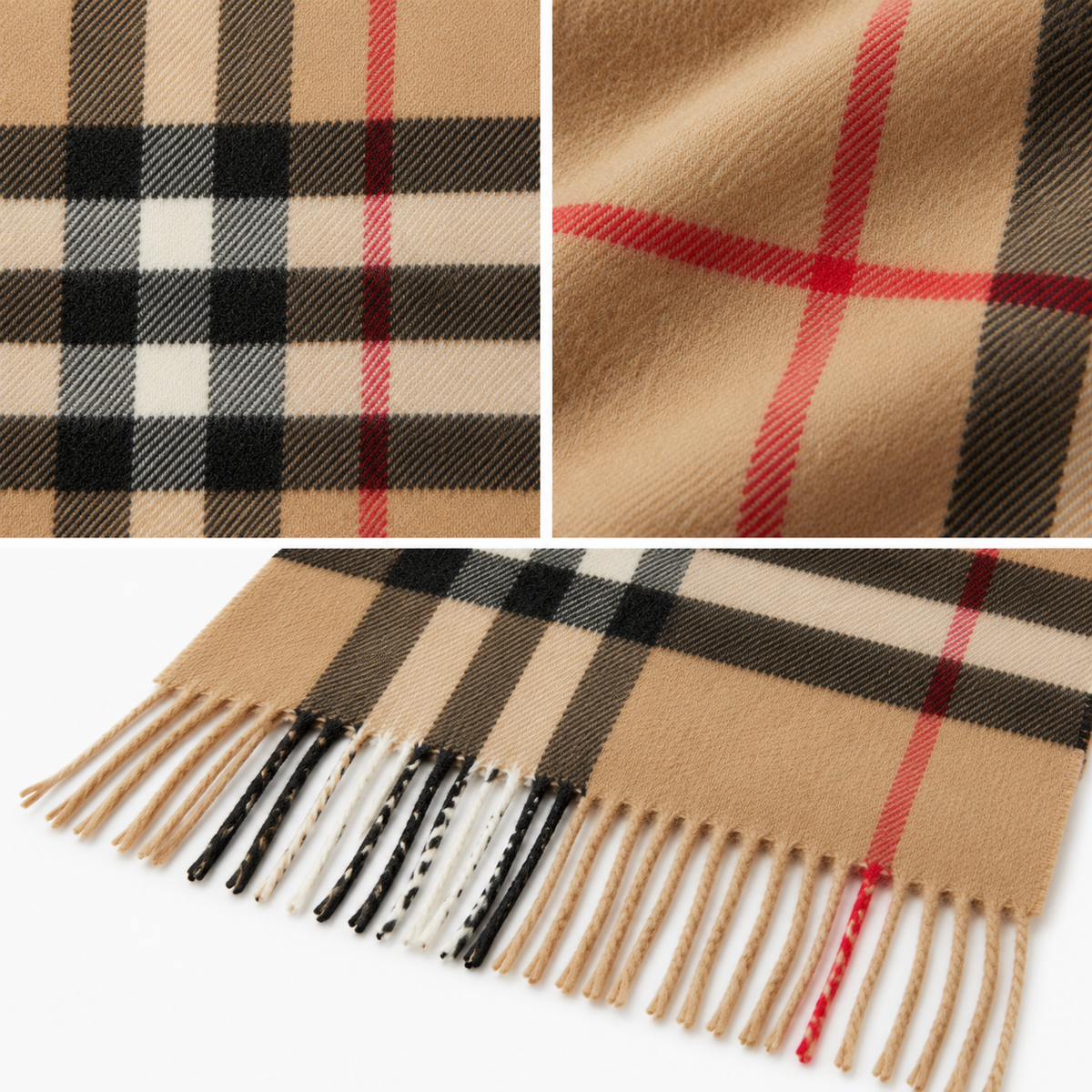 BB Check Cashmere Scarf — Archive beige — editorial detail