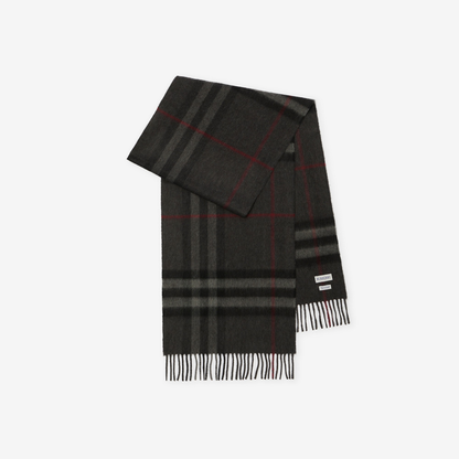 BB Check Cashmere Scarf — Charcoal grey — colour