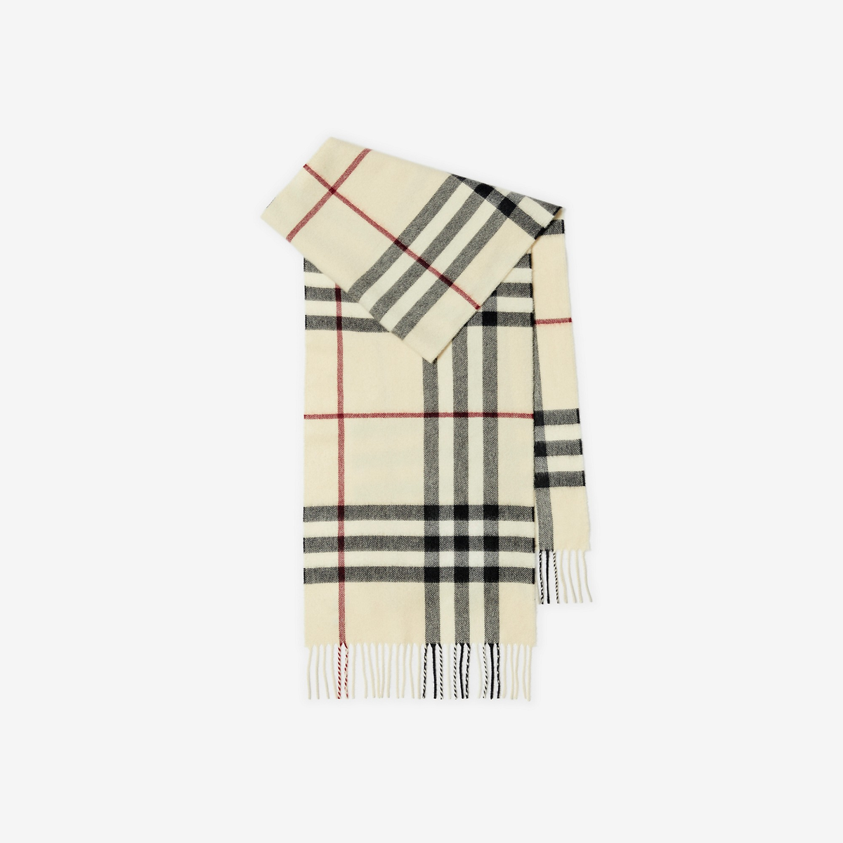 BB Check Cashmere Scarf — Stone beige — colour