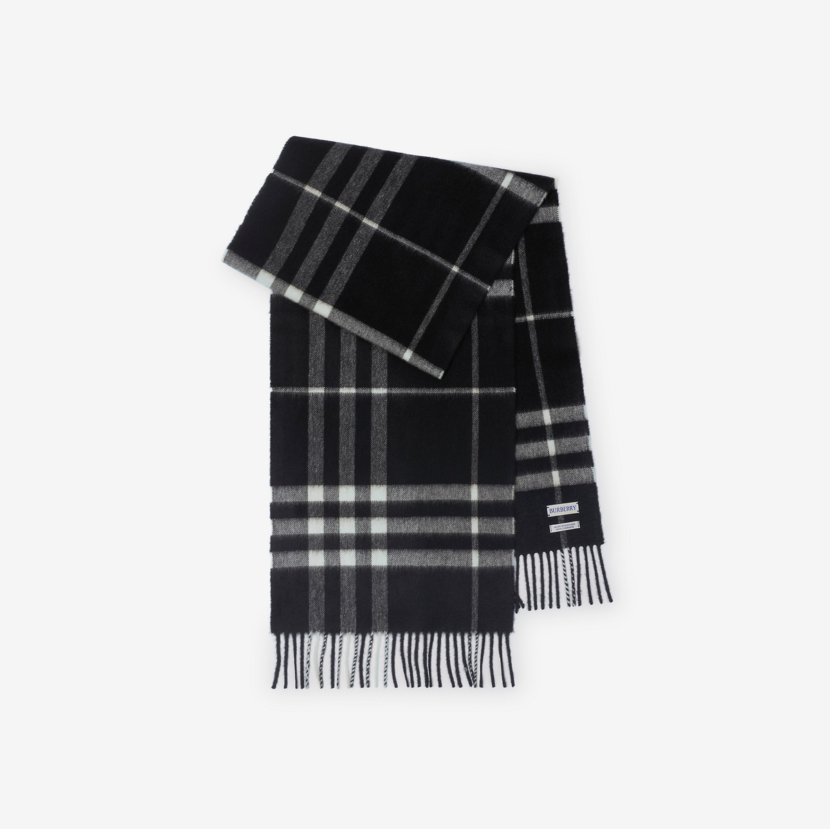 BB Check Cashmere Scarf — Black/calico beige — colour