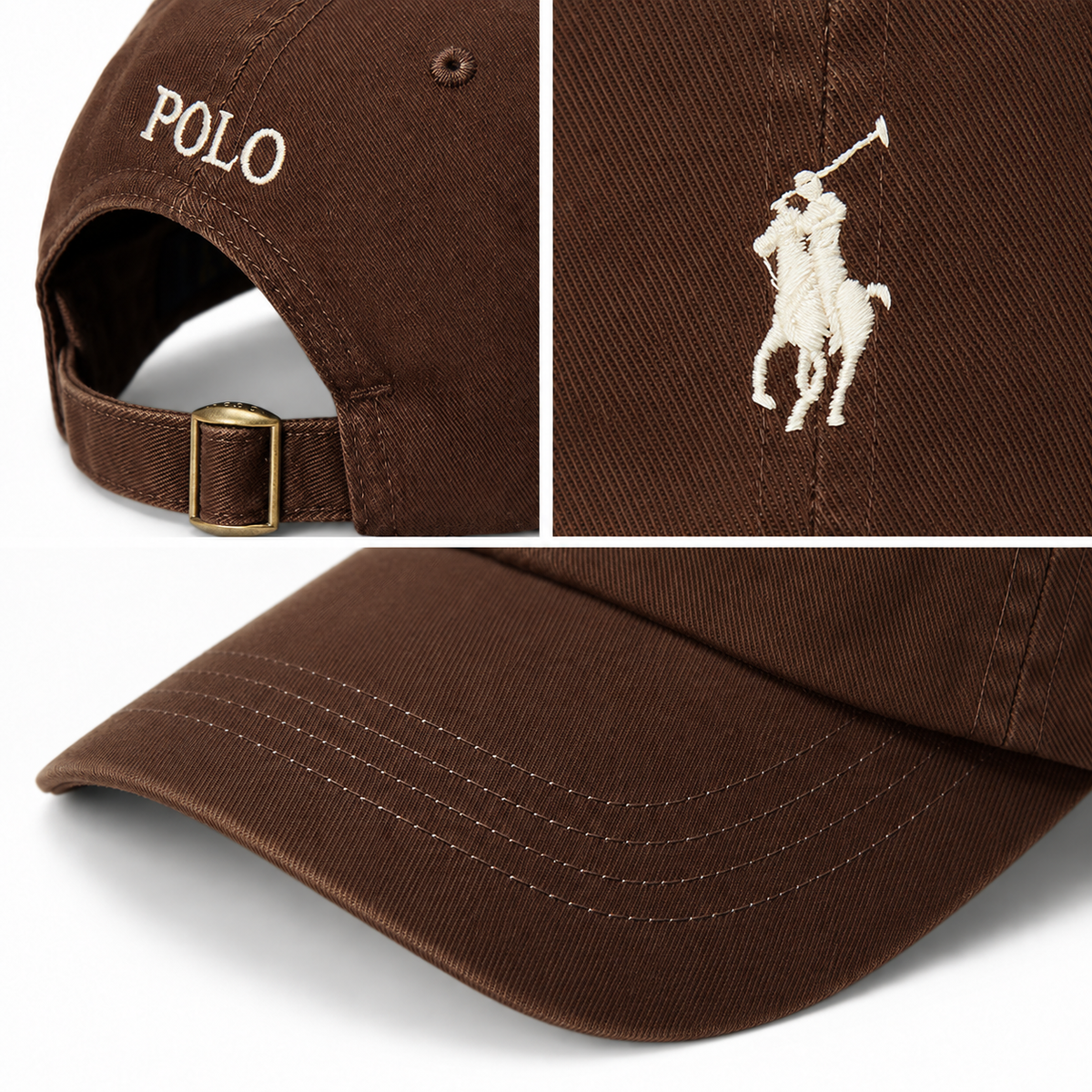 RL Cotton Twill Cap — Brown — editorial detail