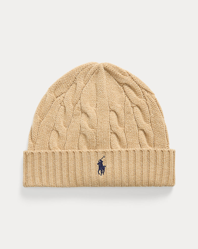 RL Wool-Cashmere Cable-Knit Beanie — Brown — colour