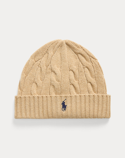 RL Wool-Cashmere Cable-Knit Beanie — Brown — colour