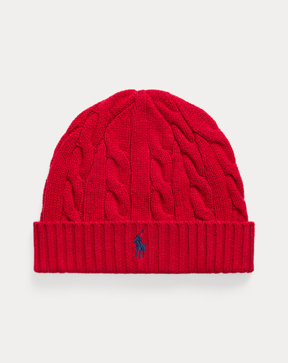 RL Wool-Cashmere Cable-Knit Beanie — Red — colour