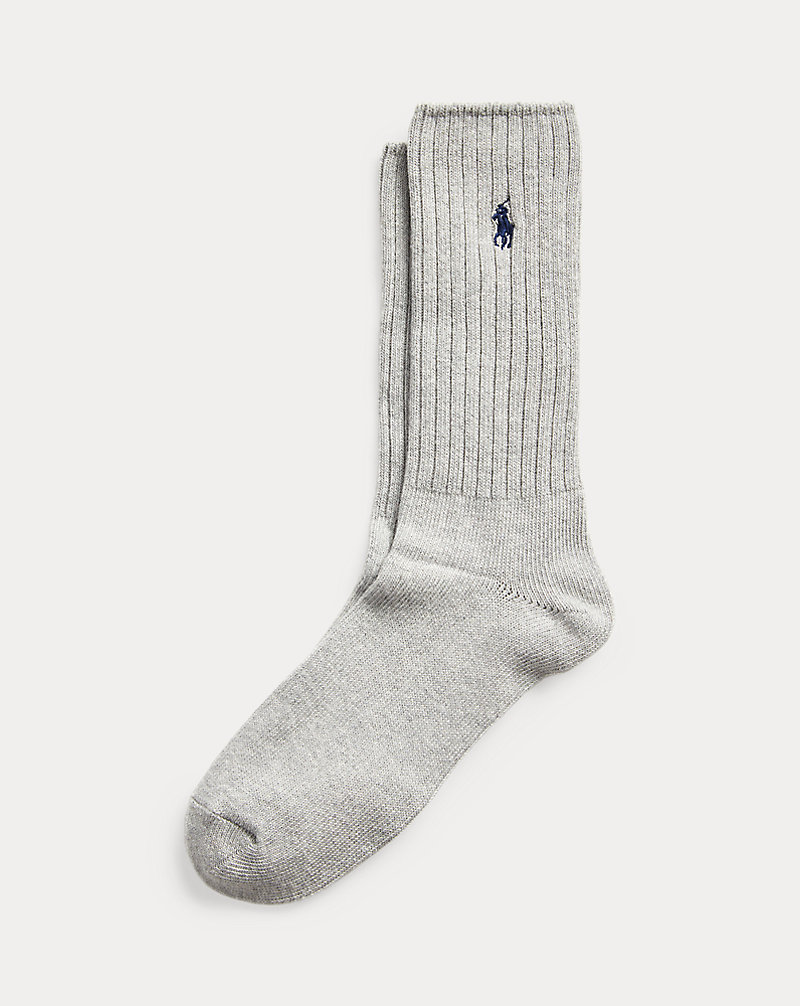 RL Cotton-Blend Crew Socks — Light Heather Grey — colour