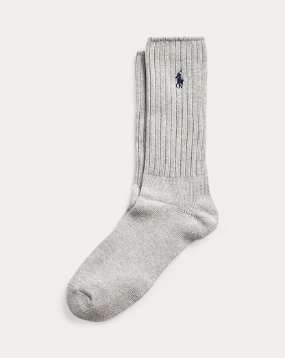 RL Cotton-Blend Crew Socks — Light Heather Grey — colour
