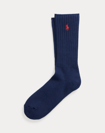 RL Cotton-Blend Crew Socks — Polo Navy/Yellow — colour