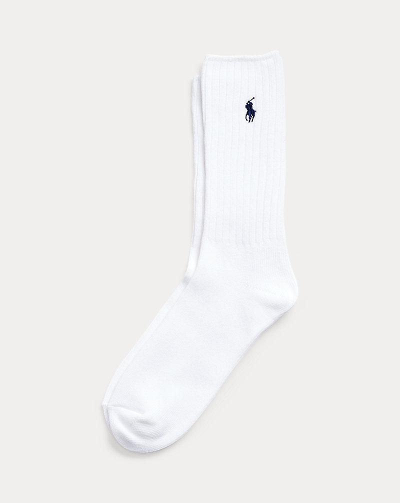 RL Cotton-Blend Crew Socks — Polo White/Navy — colour