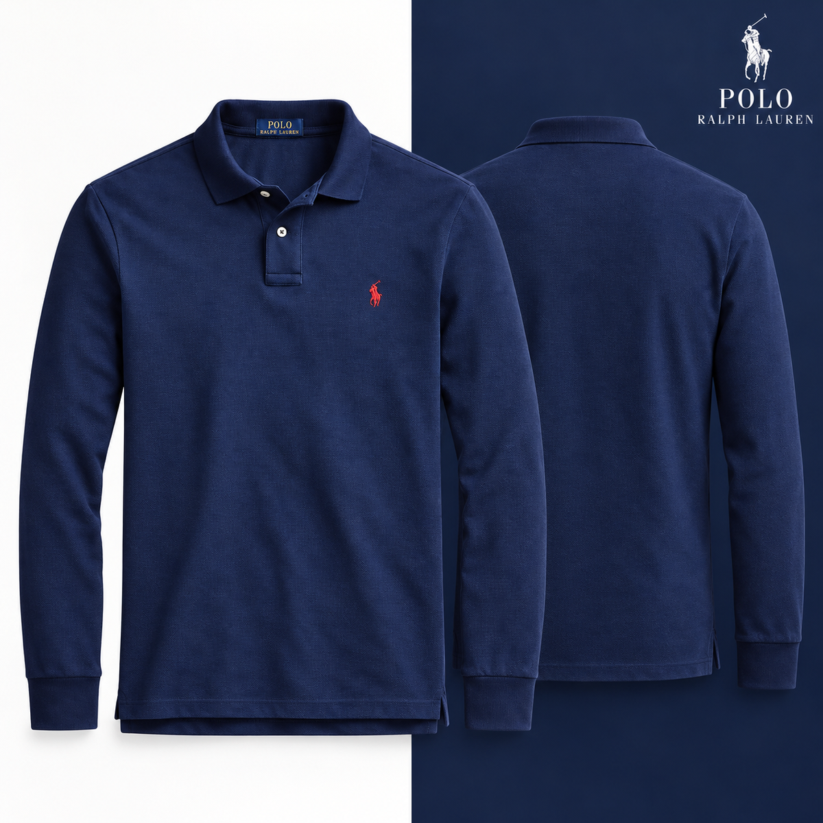 Newport Navy custom slim-fit long-sleeve piqué polo colour variant