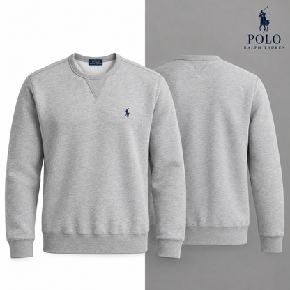 RL Fleece Crew-Neck Sweatshirt in Andover Heather, front and back views